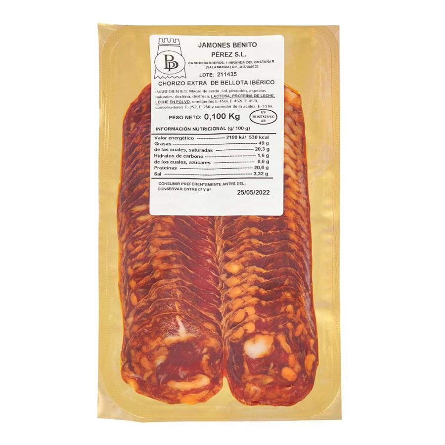 Sobre 100g de Chorizo de Bellota Ibérico 50% Raza Ibérica