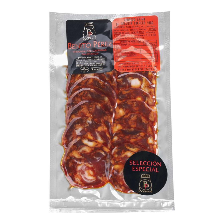 Sobre 100g de Chorizo de Bellota Ibérico 50% Raza Ibérica Selección Especial